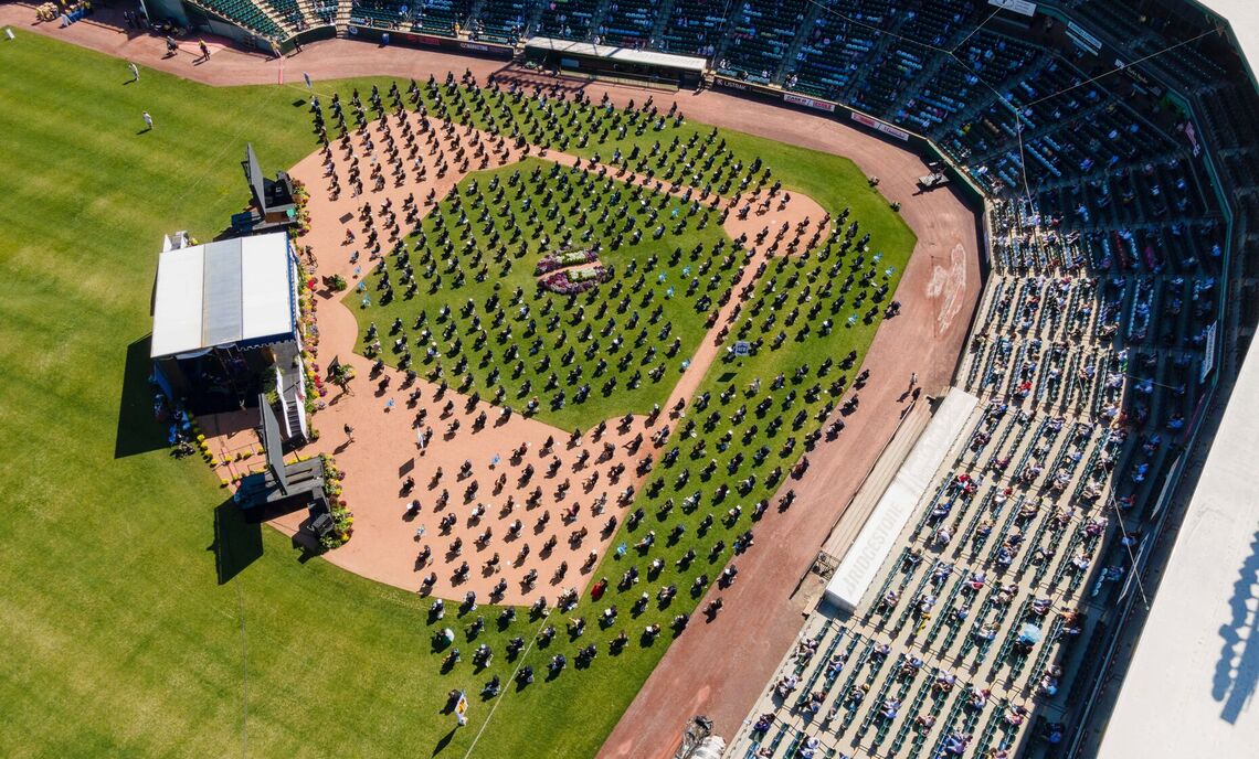 Aerial footage of the Class of 2021 Commencement ceremony held May 15 at Lancaster Clipper Stadium.