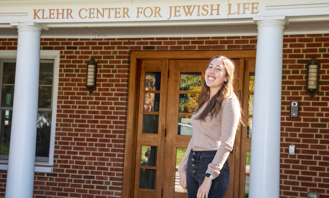 Mollie Katzen outside one of her favorite places on campus.