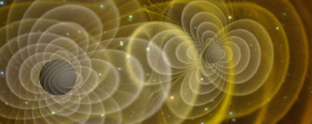 A visualization of gravitational waves envisioned by Albert Einstein.