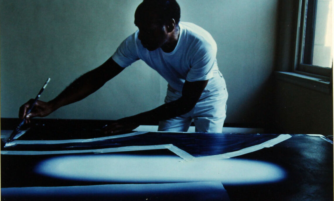 Bill Hutson (American, 1936–2022). Hutson Creating Painting, 1991. Digital print, 5 x 7". EC1549.