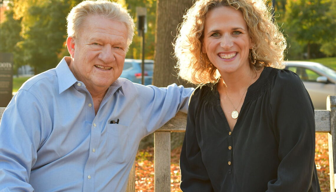 Father and daughter Robert Glidden '69, P'99 and Sarah Glidden Kempson '99. Along with Bob's wife and Sarah's mother, Eileen, the two established the Robert Glidden '69, P'99, Eileen Glidden P'99 and Sarah Glidden Kempson '99 Endowed Readership. It is being used on a two- to three-year rotating basis to support one or more tenured associate professors in recognition of their impressive pedagogical and scholarly accomplishments and future potential.