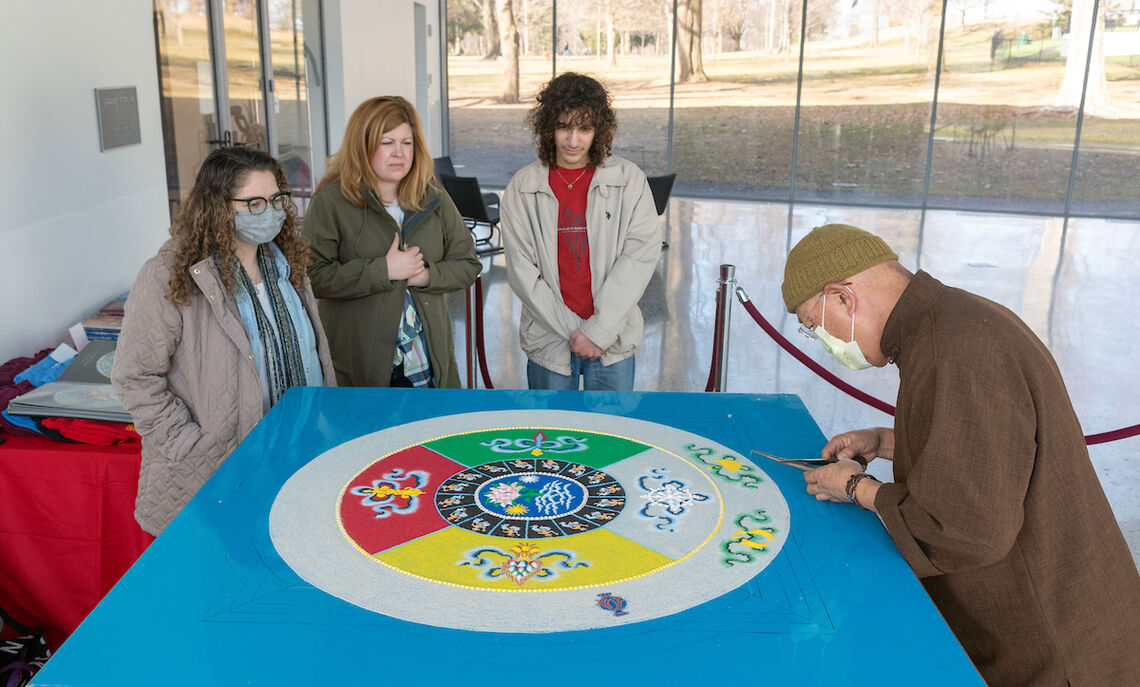 Sand mandala with Buddhist monk Losang Samten, February 2023