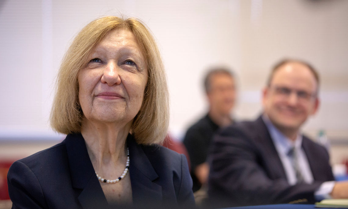 A Friday celebration honoring the career of Phyllis Leber, F&M's Dr. E. Paul and Frances H. Reiff Professor of Chemistry, included six former students, deeply influenced by her mentorship, presenting research and discussing their career paths she inspired.