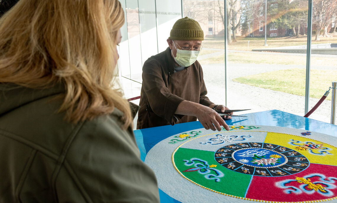 Sand mandala with Buddhist monk Losang Samten, February 2023