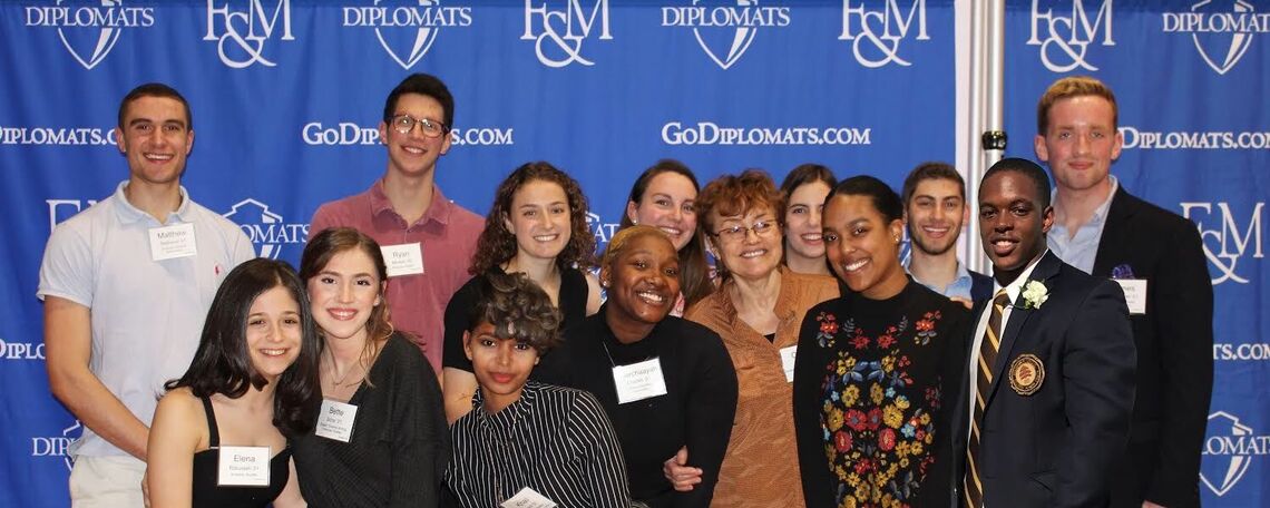 American Studies majors, class of 2021, pose for a cohort picture at the 2019 declaration celebration. A new African Studies major joined them for the photo.