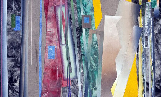 Bill Hutson. Descending/Ascending, 2002. Acrylic and thread on canvas, 78 1/2 x 81". EC234.