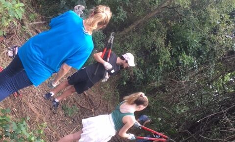 F&M students and staff work alongside Lancaster Conservancy volunteers to help maintain a pollinator habitat at Kellys Run Trail in Holtwood, PA.