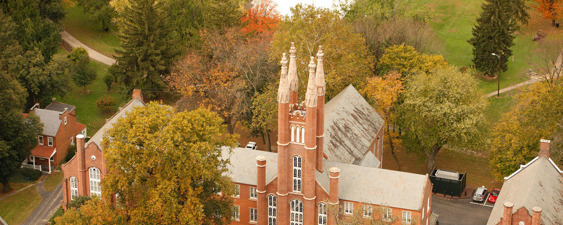 Old Main fall aerial