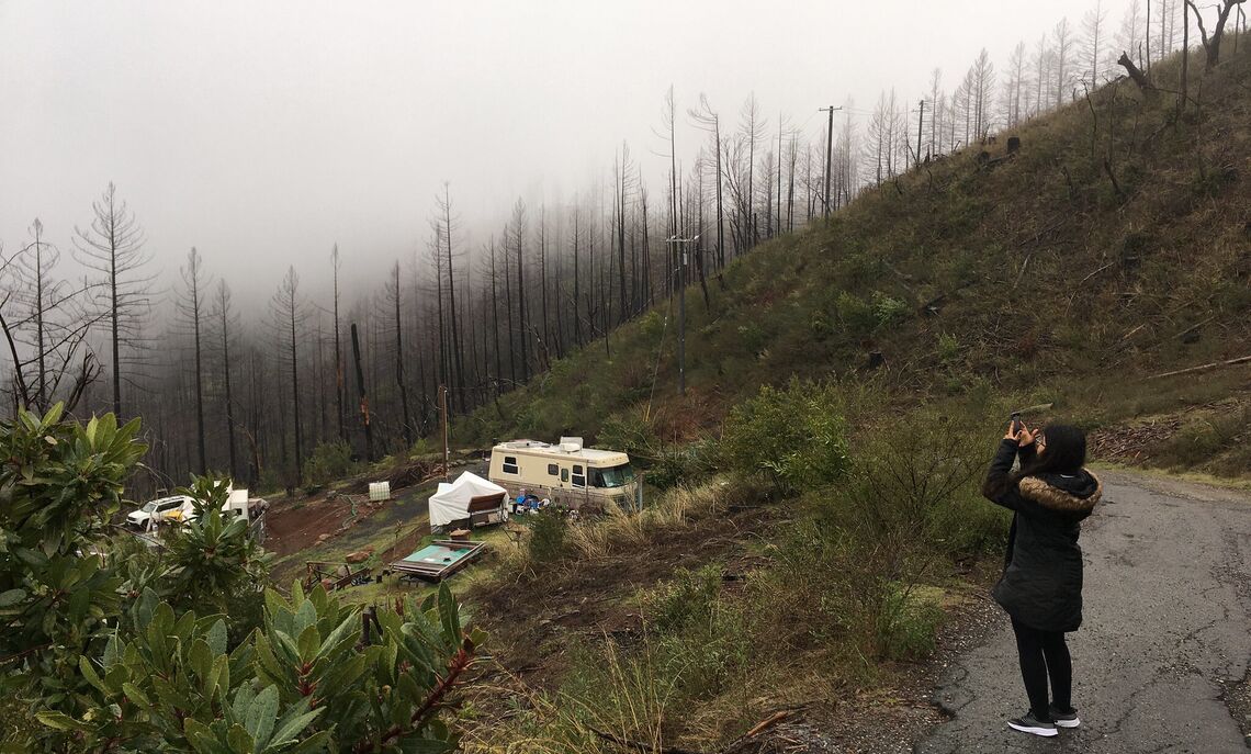 Touring at Creek Road, where the 2018 Camp Fire started.