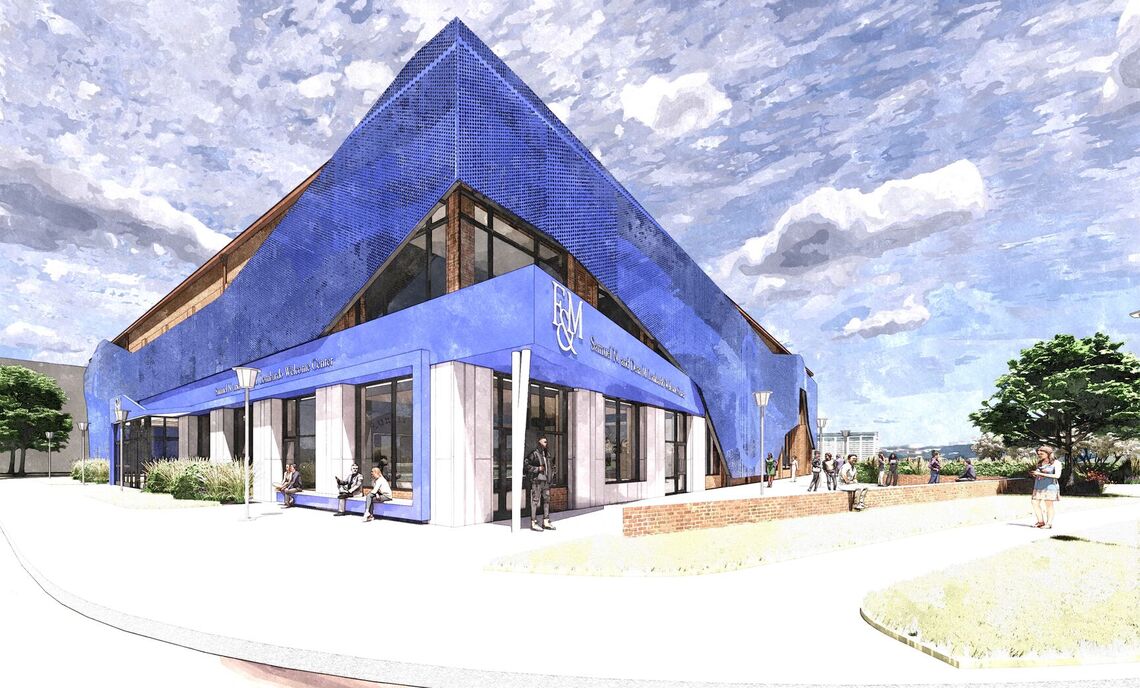 Renderings of the new F&M Samuel N. and Dena M. Lombardo Welcome Center.