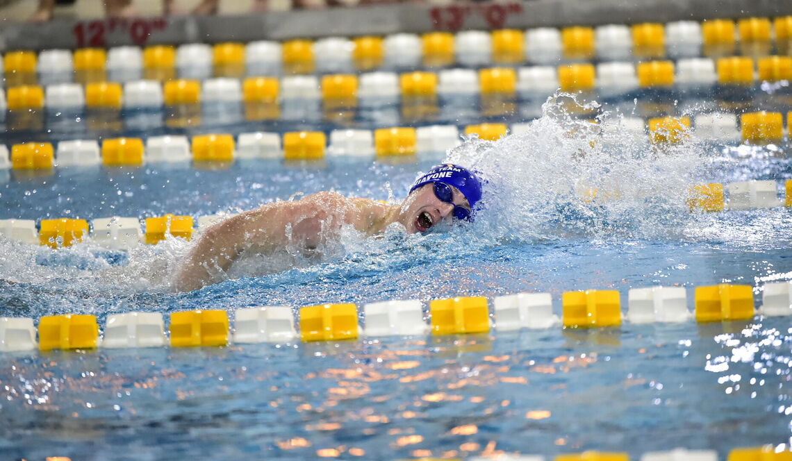F&M swim team captain Chris Schiavone '22 competed in this year's Olympic trials. "We came together as a team, unsure of what the season was going to look like, and did our best to motivate through hard work," he said.