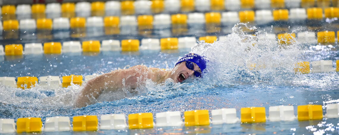 F&M swim team captain Chris Schiavone '22 competed in this year's Olympic trials. "We came together as a team, unsure of what the season was going to look like, and did our best to motivate through hard work," he said.