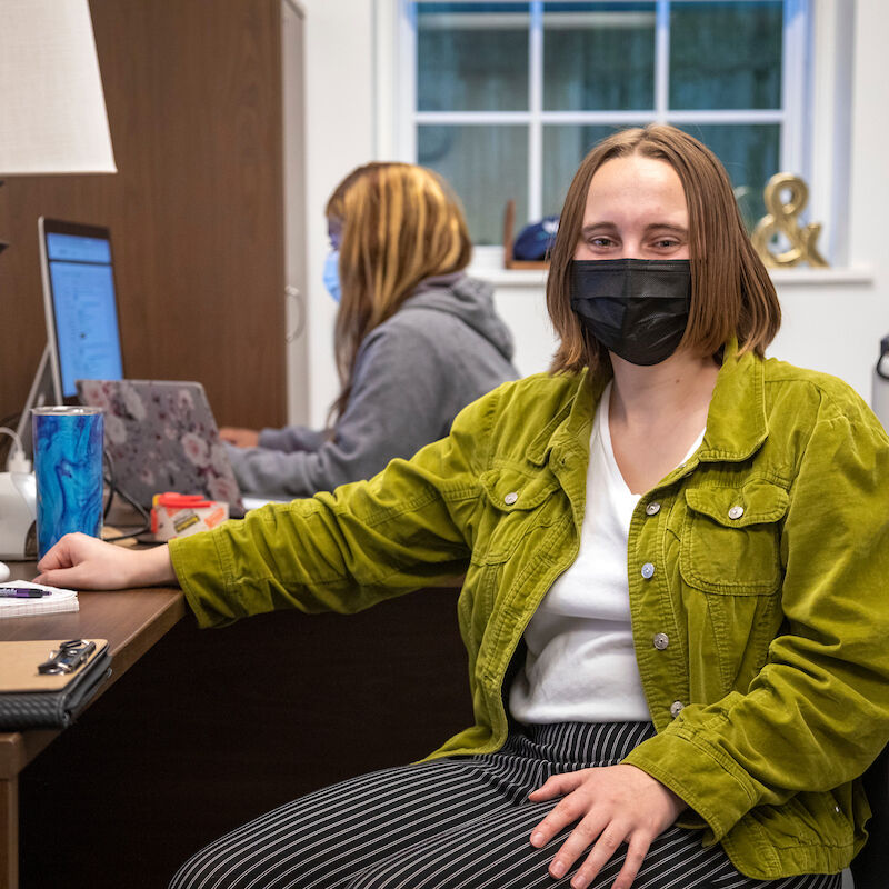 Ashley Guernsey during her internship hours at the Ware Institute for Civic Engagement.