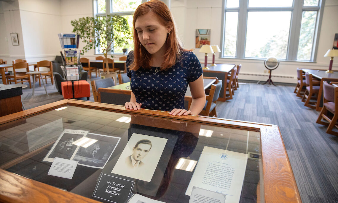 For a summer internship in F&M College Library's Archives & Special Collections, Abby Dotterer helped prepare an exhibit about film director and alum Franklin Schaffner '42. The displays are in conjunction with celebrations of the director this fall by Lancaster's McCaskey High School.