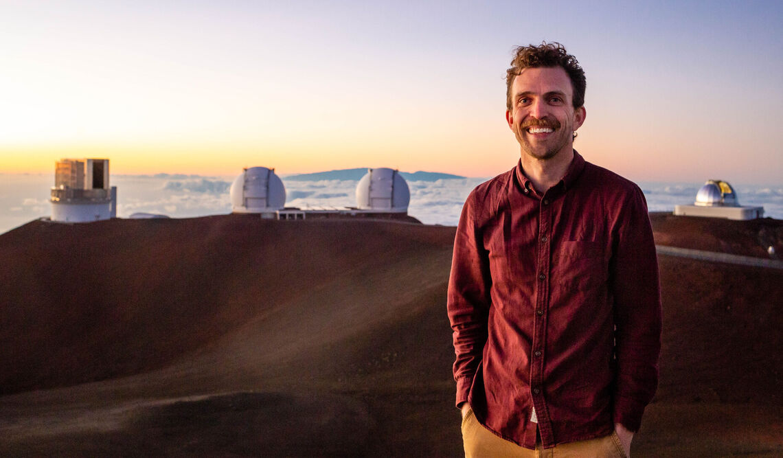 Astrophysics Professor Ryan Trainor at Keck Observatory in Hawaii.