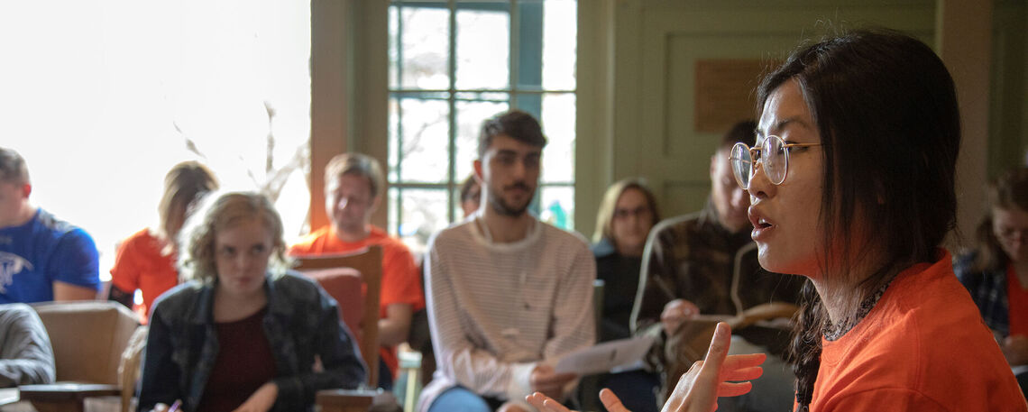 Author Weike Wang speaks to students and the Emerging Writer's Festival, Franklin & Marshall College's annual literary celebration.