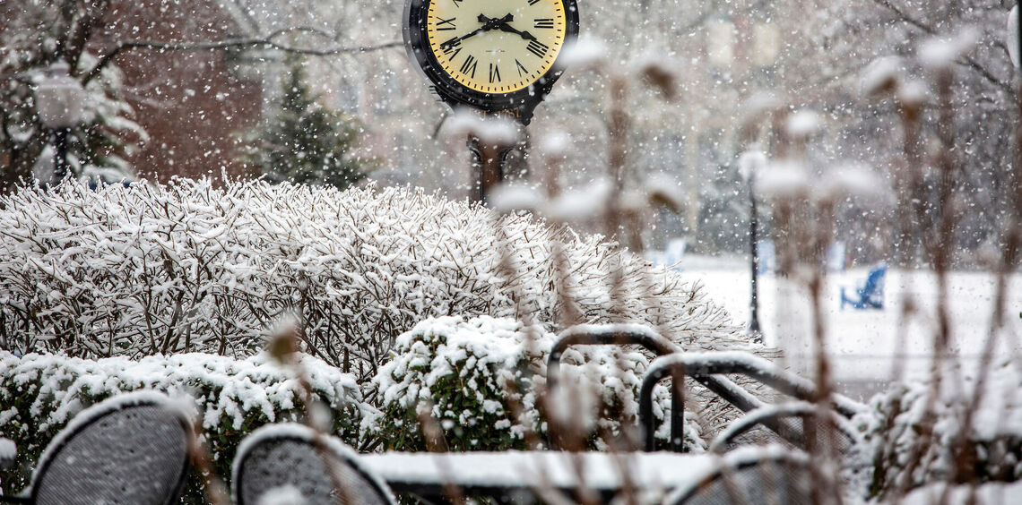 Franklin & Marshall campus in the snow.