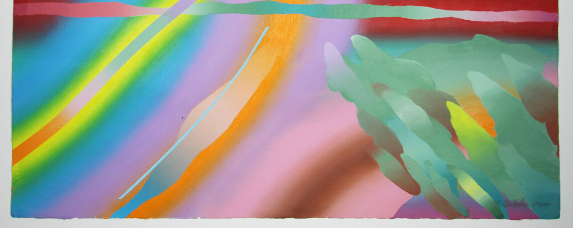 Bill Hutson. Summer Winds, New York City, 1980. Acrylic on paper, 28 7/8 x 36 5/8". EC816.