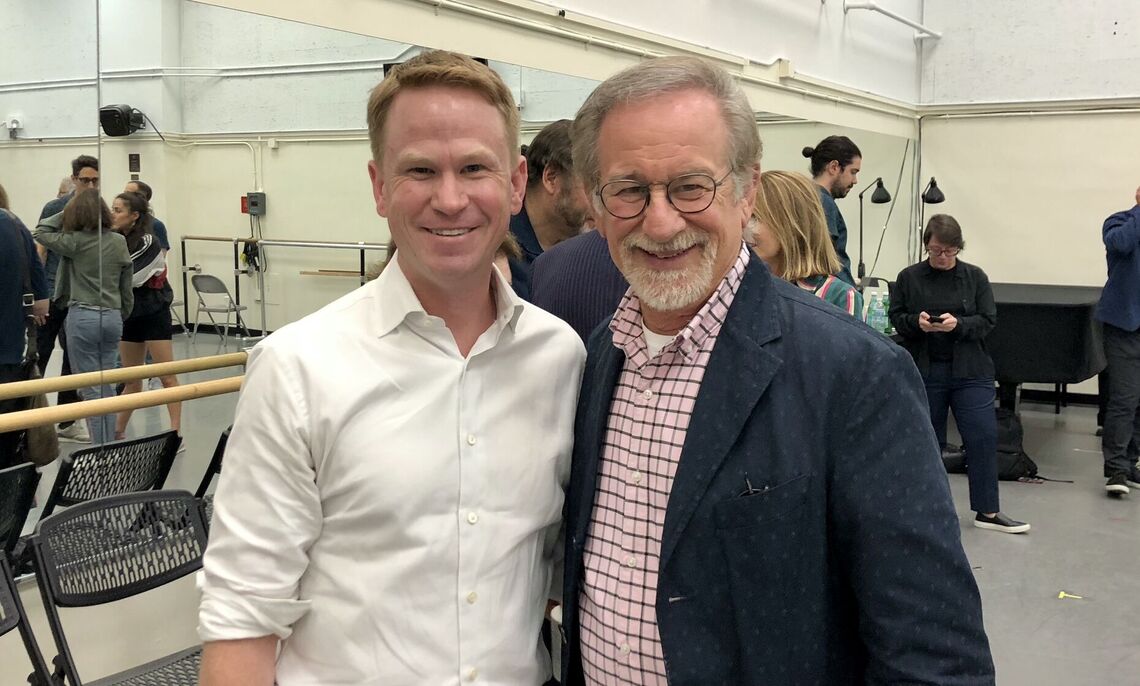 Jonathan Lomma ’99 and Steven Spielberg on set