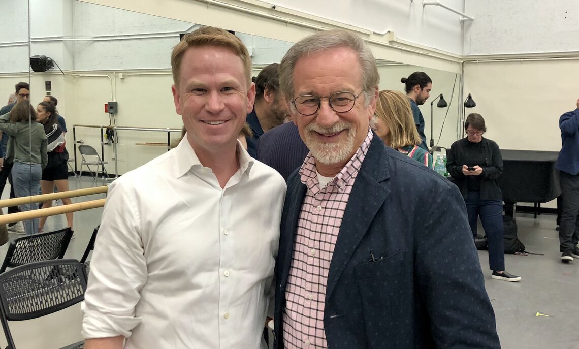 Jonathan Lomma '99 and Steven Spielberg on set