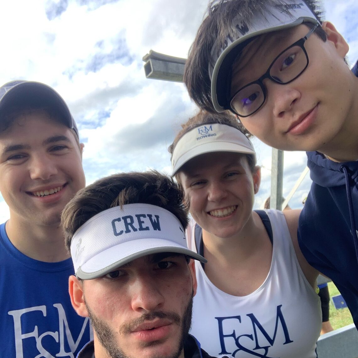 F&M international student athlete Tim Lian '22, far right, pictured with rowing teammates.