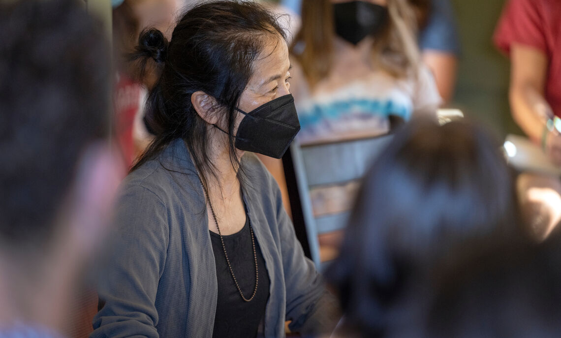 Novelist and short story writer Julie Otsuka, Franklin & Marshall College's 2022-23 Hausman lecturer, participated in a Sept. 13 craft talk with students at the Writer's House.