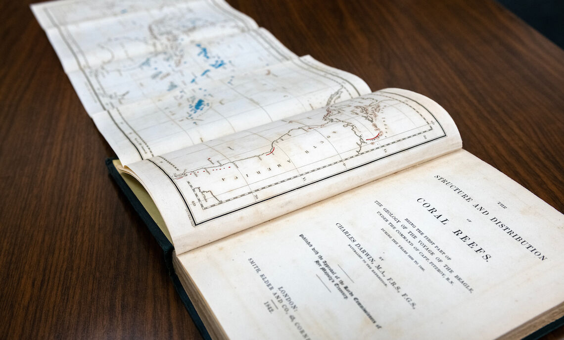 Former F&M board chair Dr. Lawrence Bonchek, P’91, and Dr. Rita Bonchek, P’91, are lending several of their first-edition Darwin monographs to the College through Feb. 24.