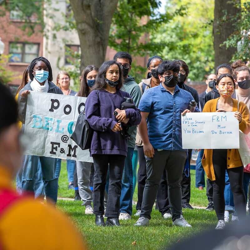 The Offices of DEI and Student Affairs have collaborated to host a rally today, 9/30, at 12:30 pm on Hartman Green. Students have been invited to speak at the rally in response to the anonymous bigoted posts made on Yik Yak, as well as their personal experiences at F&M and the other forms of discrimination they've had to face here.