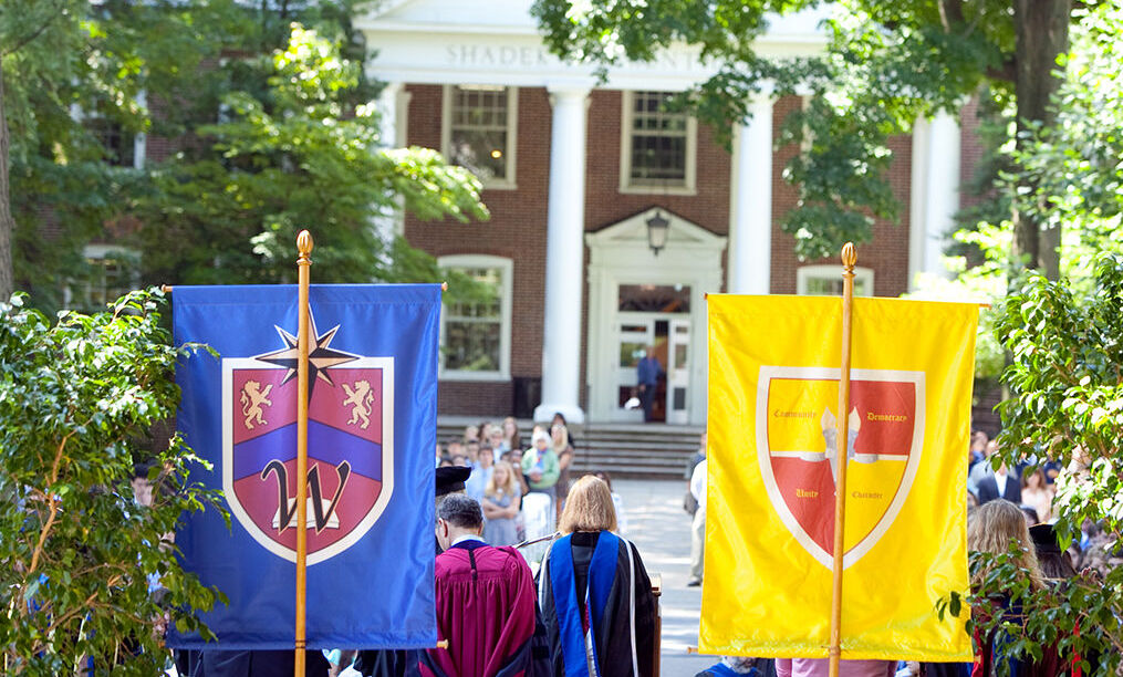 F&M students of all class years reflect on robust life in the College Houses, a distinctive feature of the F&M experience. Each of F&M's five Houses has its own crest to identify the House and denote its purpose. Banners are carried into Convocation at the academic year's start in August and into Commencement in May.