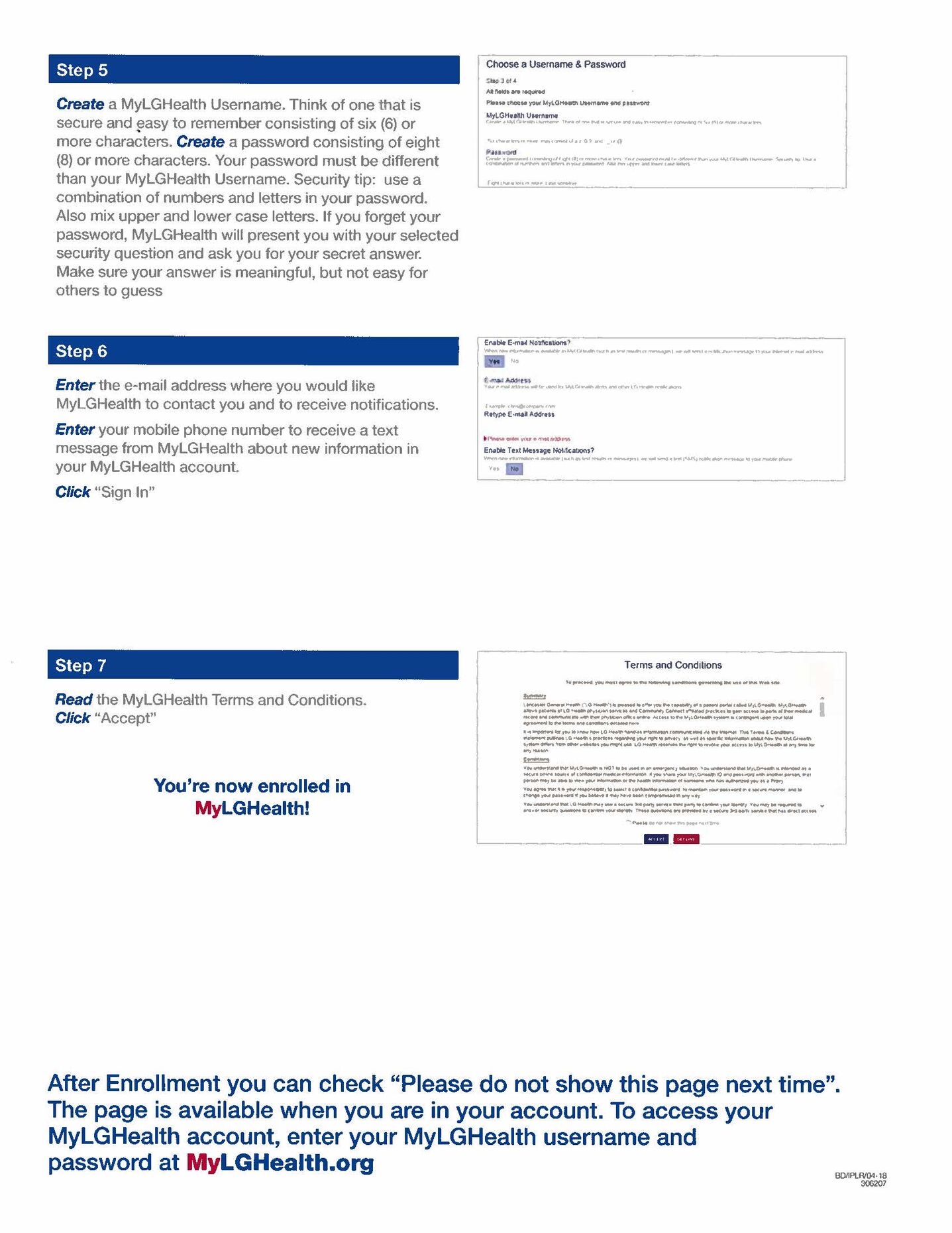Second set of instructions to create MyLGHealth account Second set of instructions to create MyLGHealth account