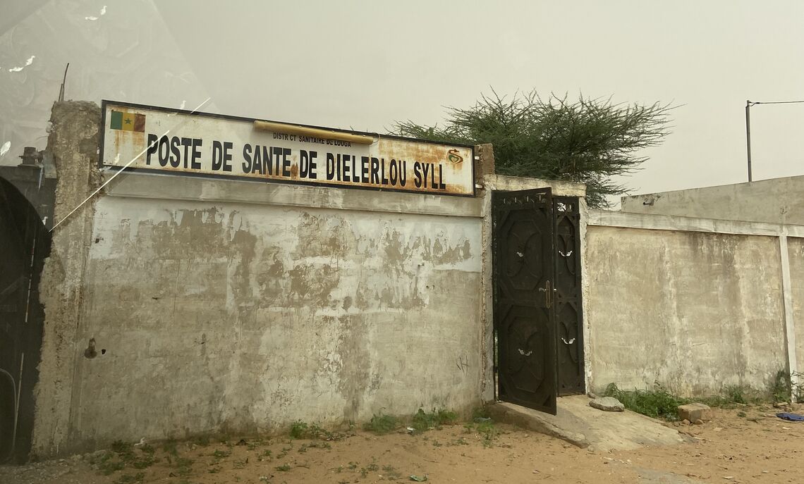 img 5... A sign indicating the entrance of a health depot location in Louga, Senegal.