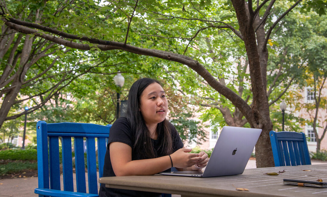 10 07... Lauren Chen '23 discusses her research exploring COVID-19 and its impact on adult English language learners' interest in taking an online English class in the future.