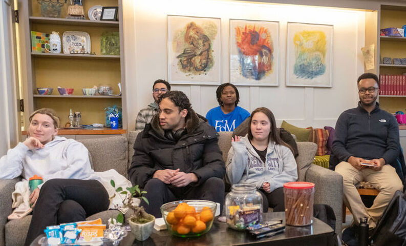 03 08... F&M students gather at the Klehr Center for a monthly interfaith discussion.