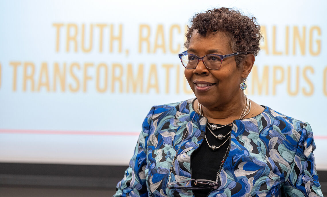 01 17... Gretchel Hathaway, F&M's vice president for diversity, equity and inclusion, speaks at a racial healing circles training event on campus.