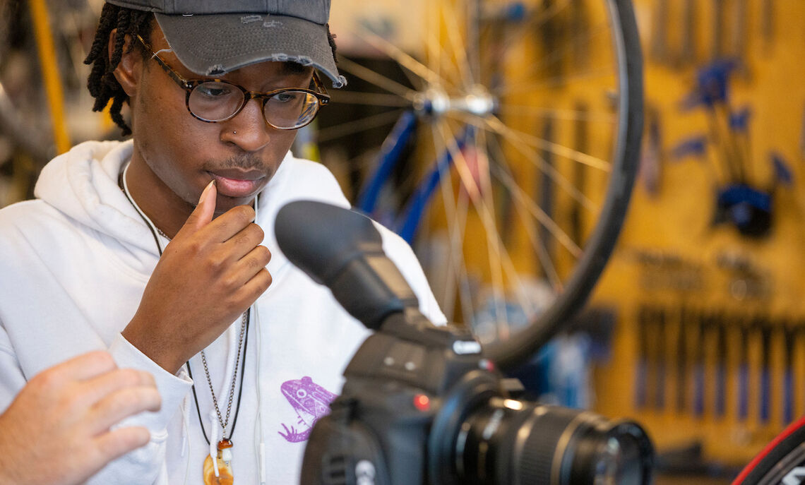 07 28... Idris Mansaray working on a local documentary.